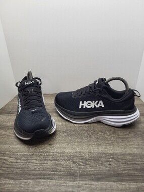 Hoka One One Bondi 8 Women's 7.5 B Black Running Shoes Sneakers 1127952 BWHT